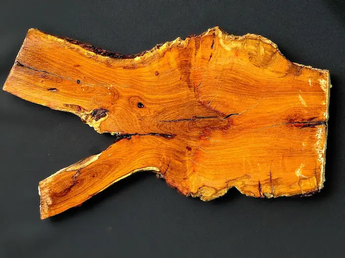 Plum burl live edge slab PB2601007 — urban salvaged Sunnyridge Germiston — field seasoned specimen showing natural grain character and live edge profile